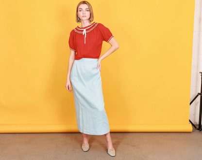 Light blue high-waisted straight skirt - Image 10