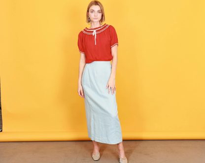 Light blue high-waisted straight skirt - Image 8