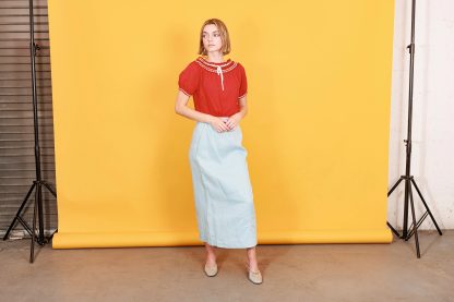 Light blue high-waisted straight skirt - Image 6