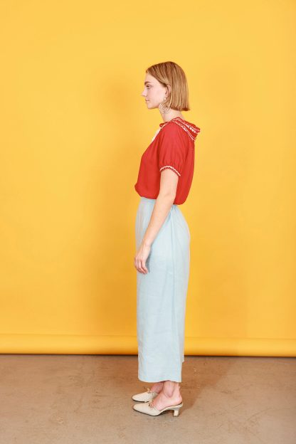 Light blue high-waisted straight skirt - Image 3