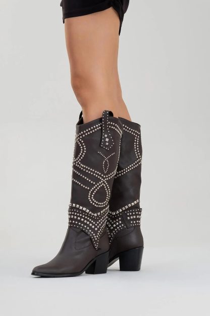 Autumn and winter rivet western cowboy boots - Image 8