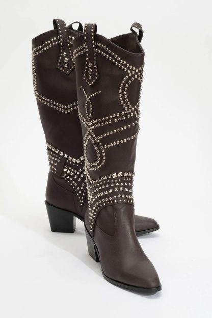 Autumn and winter rivet western cowboy boots - Image 7