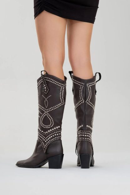 Autumn and winter rivet western cowboy boots - Image 4