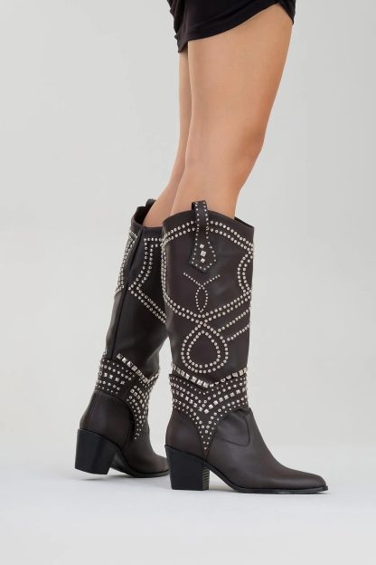 Autumn and winter rivet western cowboy boots - Image 3