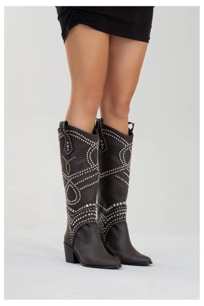 Autumn and winter rivet western cowboy boots