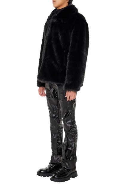 Black glossed leather bootcut cargo pants - Image 3