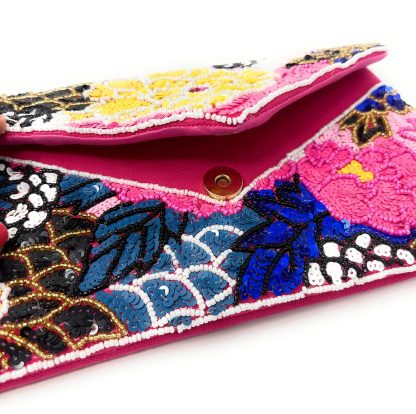 Floral Handmade Sequin Beaded Clutch - Image 11