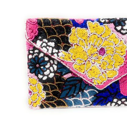 Floral Handmade Sequin Beaded Clutch - Image 7