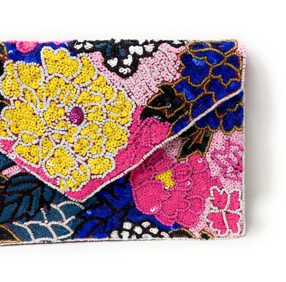 Floral Handmade Sequin Beaded Clutch - Image 6