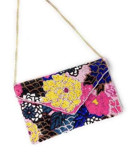 Floral Handmade Sequin Beaded Clutch - Image 5