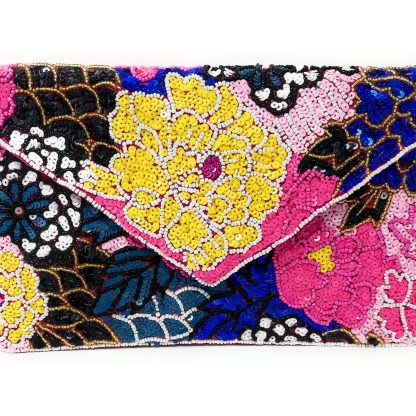 Floral Handmade Sequin Beaded Clutch - Image 3
