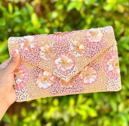 French Palace Flower Cluster Hand-Beaded Clutch - Image 8