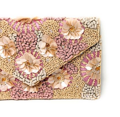 French Palace Flower Cluster Hand-Beaded Clutch - Image 5