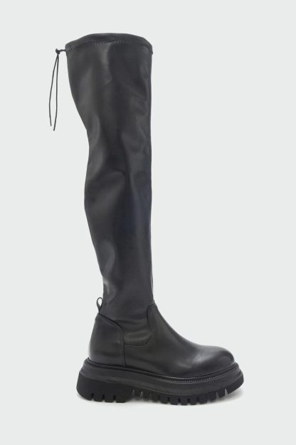 Popular black over-the-knee thick-soled boots - Image 6
