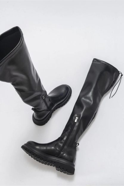 Popular black over-the-knee thick-soled boots