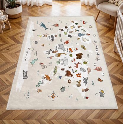 Fun Animal World Map Children's Carpet - Image 4