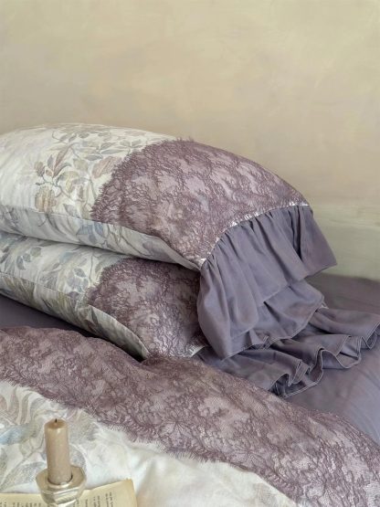Retro light luxury purple floral bedding four-piece set - Image 6