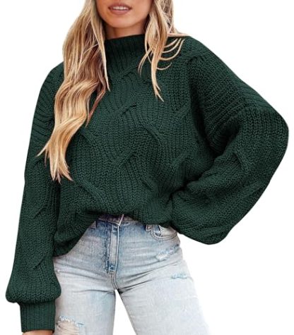 Dark green cable-knit turtleneck sweater - Image 7