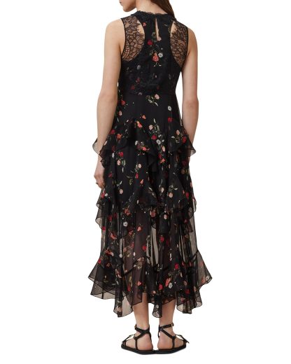 Black lace patchwork floral ruffle dress - Image 5