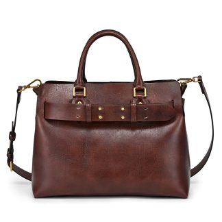 Vintage first-layer cowhide wide belt handbag