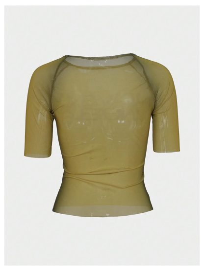 Gradient mesh letter print slim-fit short-sleeved top - Image 4