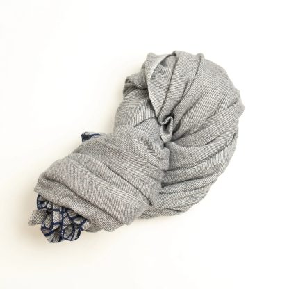 Light grey contrast navy blue stitching throw blanket - Image 10