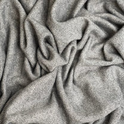 Light grey contrast navy blue stitching throw blanket - Image 3
