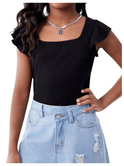 Sweet Square Neck Ruffled Slim Fit T-shirt - Image 6