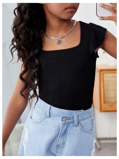 Sweet Square Neck Ruffled Slim Fit T-shirt - Image 3
