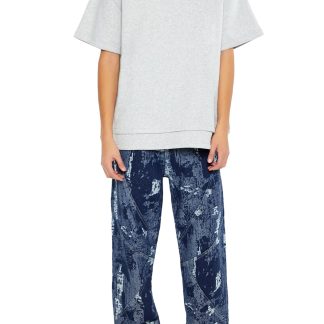 Art print straight jeans