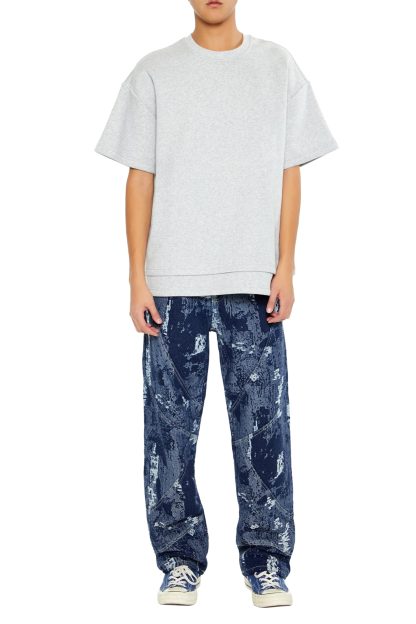 Art print straight jeans