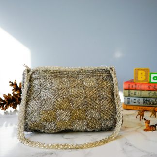 Vintage Check Woven Wire Crossbody Bag