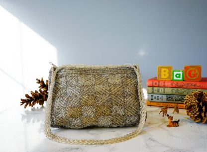 Vintage Check Woven Wire Crossbody Bag
