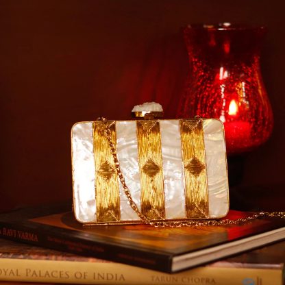 Vintage Gold Bar Mother-of-Pearl Evening Bag - Image 5