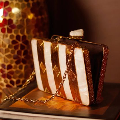 Vintage Gold Bar Mother-of-Pearl Evening Bag