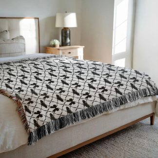 Gothic dark style bat bow jacquard blanket