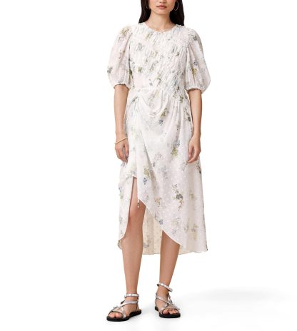 Floral puff sleeve irregular dress - Image 4