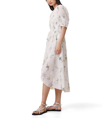 Floral puff sleeve irregular dress - Image 2