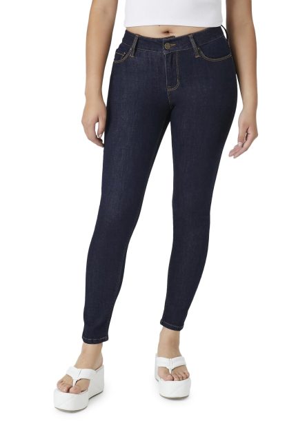 Dark blue high-waist skinny jeans