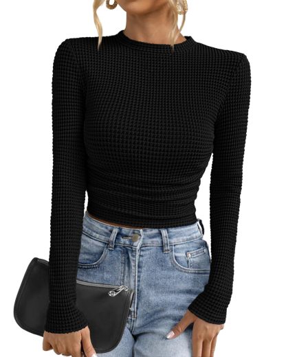 Fashion slim-fit waffle knit top - Image 7