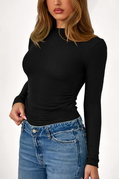 Fashion slim-fit waffle knit top - Image 3