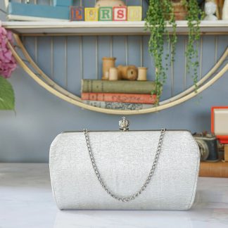 Elegant Crown Lock Velvet Clutch