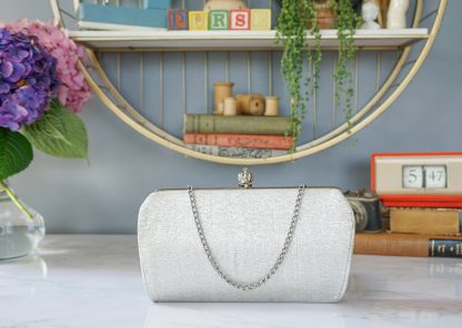 Elegant Crown Lock Velvet Clutch