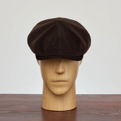 Autumn and winter brown corduroy newsboy cap - Image 2