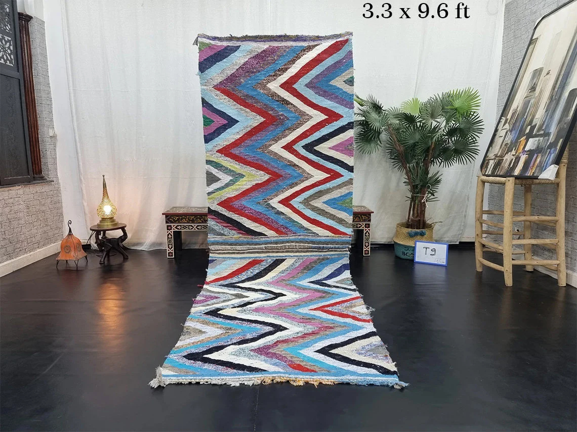 Handmade Artistic Colorful Zigzag Tassel Rug - Image 10