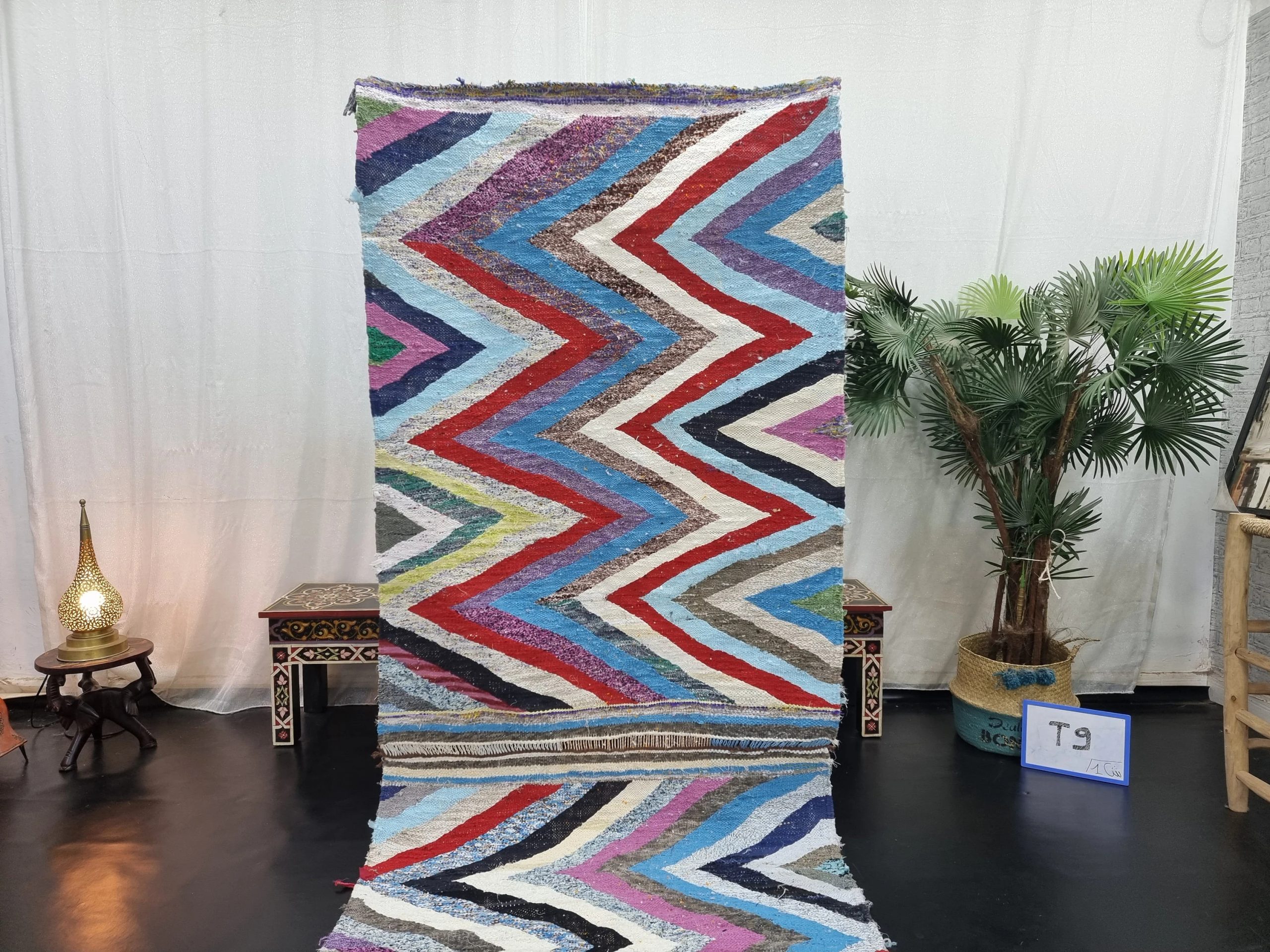 Handmade Artistic Colorful Zigzag Tassel Rug - Image 9