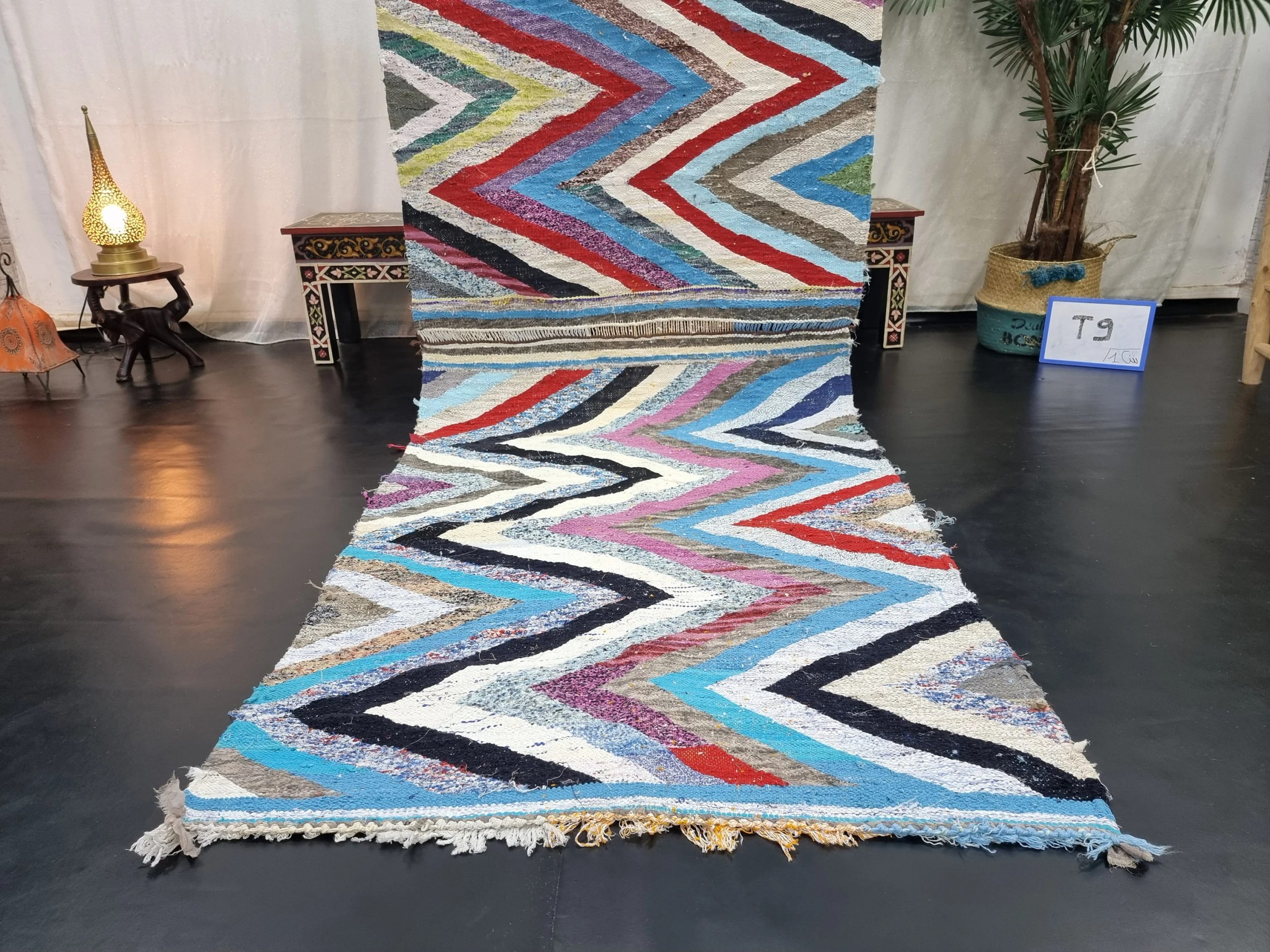 Handmade Artistic Colorful Zigzag Tassel Rug - Image 8