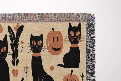 Halloween Black Cat Pumpkin Jacquard Blanket - Image 2