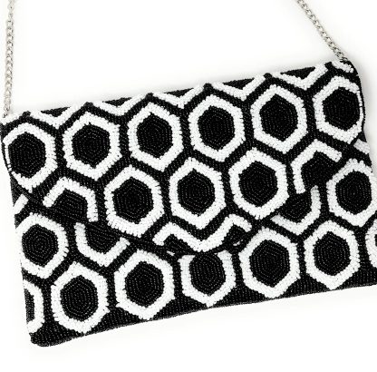 Honeycomb contrast hand-beaded evening bag - Image 2