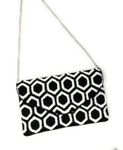 Honeycomb contrast hand-beaded evening bag - Image 5